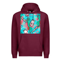 Burgundy Nurse Gloves Seamless Pattern Premium Hoodie - BundleAndBundleShop