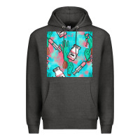 Charcoal Heather Nurse Gloves Seamless Pattern Premium Hoodie - BundleAndBundleShop