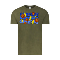 Vintage Olive Game day game day game day lightning bolt Vintage Tee - HowdyJamesFarm