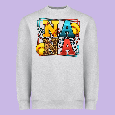 Softball Nana Leopard Frame Heavyweight Sweatshirt Designed By Lillyallendesigns
