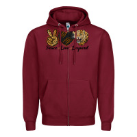 Burgundy Peace Love Lion Head Zipper Hoodie - LillyAllenDesigns