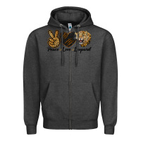 Charcoal Heather Peace Love Lion Head Zipper Hoodie - LillyAllenDesigns