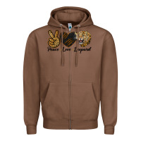 Chestnut Peace Love Lion Head Zipper Hoodie - LillyAllenDesigns