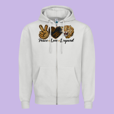 Peace Love Lion Head Zipper Hoodie Designed By Lillyallendesigns