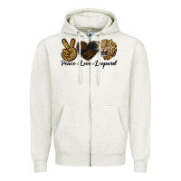 Oatmeal Heather Peace Love Lion Head Zipper Hoodie - LillyAllenDesigns