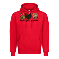 Red Peace Love Lion Head Zipper Hoodie - LillyAllenDesigns