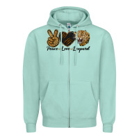 Seafoam Peace Love Lion Head Zipper Hoodie - LillyAllenDesigns