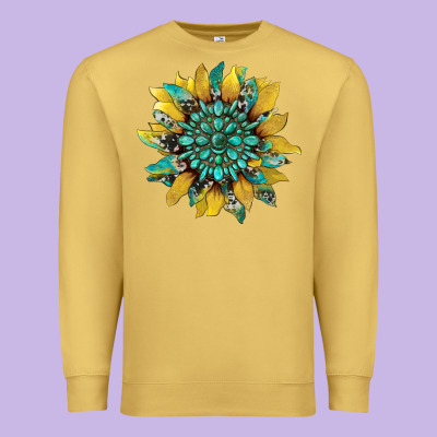 Sunflower With Gemstone And Cowhide Premium Sweatshirt Designed By Artiststas