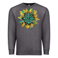 Charcoal Heather sunflower with gemstone and cowhide Premium Sweatshirt - Artiststas