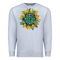 Heather Grey sunflower with gemstone and cowhide Premium Sweatshirt - Artiststas