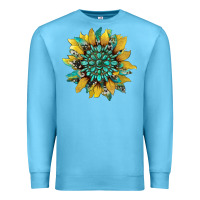 Ocean Blue sunflower with gemstone and cowhide Premium Sweatshirt - Artiststas