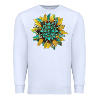 White sunflower with gemstone and cowhide Premium Sweatshirt - Artiststas