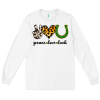 White Peace Love Luck Long Sleeve Tee - Jasminsmagicworld