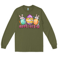 Army Green Happy Easter Nurse eggs Easter Day Long Sleeve Tee - CowGirlArtShop
