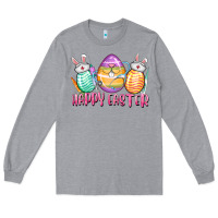 Heather Grey Happy Easter Nurse eggs Easter Day Long Sleeve Tee - CowGirlArtShop
