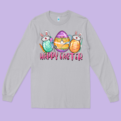 Happy Easter Nurse Eggs Easter Day Long Sleeve Tee Designed By Cowgirlartshop