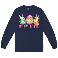 Navy Happy Easter Nurse eggs Easter Day Long Sleeve Tee - CowGirlArtShop