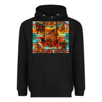 Black galloping horse serape sunflowers turquoise and saddles Heavyweight Hoodie - Artiststas