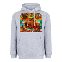 Heather Grey galloping horse serape sunflowers turquoise and saddles Heavyweight Hoodie - Artiststas
