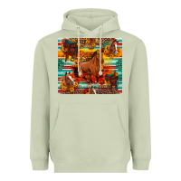 Matcha galloping horse serape sunflowers turquoise and saddles Heavyweight Hoodie - Artiststas