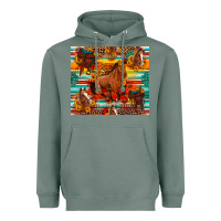 Sage galloping horse serape sunflowers turquoise and saddles Heavyweight Hoodie - Artiststas