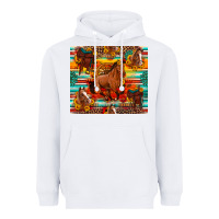 White galloping horse serape sunflowers turquoise and saddles Heavyweight Hoodie - Artiststas