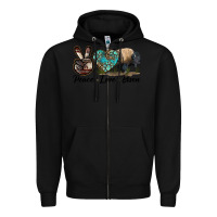Black Peace lLve Bison Zipper Hoodie - LillyAllenDesigns