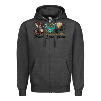 Charcoal Heather Peace lLve Bison Zipper Hoodie - LillyAllenDesigns