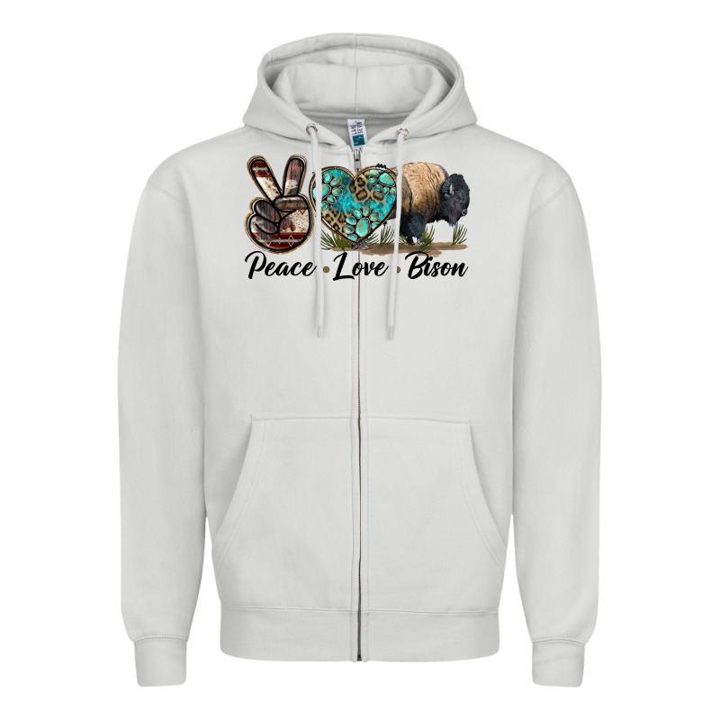 Peace Llve Bison Zipper Hoodie by LillyAllenDesigns | Teevron