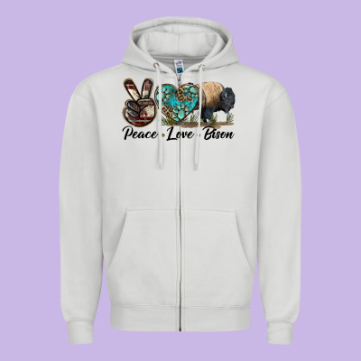 Peace Llve Bison Zipper Hoodie Designed By Lillyallendesigns
