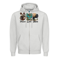 Dove Grey Peace lLve Bison Zipper Hoodie - LillyAllenDesigns