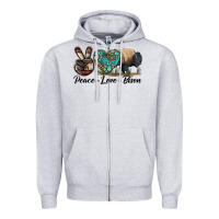 Heather Grey Peace lLve Bison Zipper Hoodie - LillyAllenDesigns