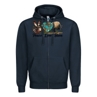Navy Peace lLve Bison Zipper Hoodie - LillyAllenDesigns