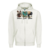 Oatmeal Heather Peace lLve Bison Zipper Hoodie - LillyAllenDesigns