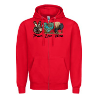 Red Peace lLve Bison Zipper Hoodie - LillyAllenDesigns
