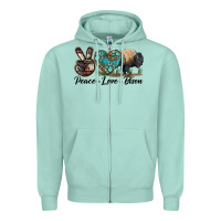 Seafoam Peace lLve Bison Zipper Hoodie - LillyAllenDesigns