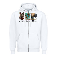 White Peace lLve Bison Zipper Hoodie - LillyAllenDesigns