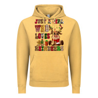 Vintage Mustard just a girl who loves reindeers Vintage Hoodie - CowGirlArtShop