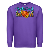 Purple western leopard camouflage sunflowers glitter mom basketball Premium Sweatshirt - Artiststas