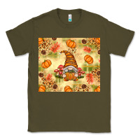 Army Green Fall Pumpkins and Gnome with Leopard Classic Tee - texasbilliewilder