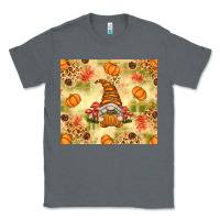 Charcoal Heather Fall Pumpkins and Gnome with Leopard Classic Tee - texasbilliewilder