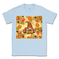 Dusty Blue Fall Pumpkins and Gnome with Leopard Classic Tee - texasbilliewilder