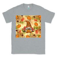 Heather Grey Fall Pumpkins and Gnome with Leopard Classic Tee - texasbilliewilder