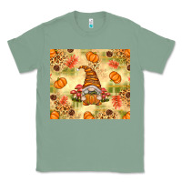 Sage Fall Pumpkins and Gnome with Leopard Classic Tee - texasbilliewilder