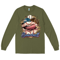 Army Green Baseball lips Long Sleeve Tee - HowdyJamesFarm