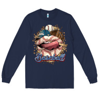 Navy Baseball lips Long Sleeve Tee - HowdyJamesFarm