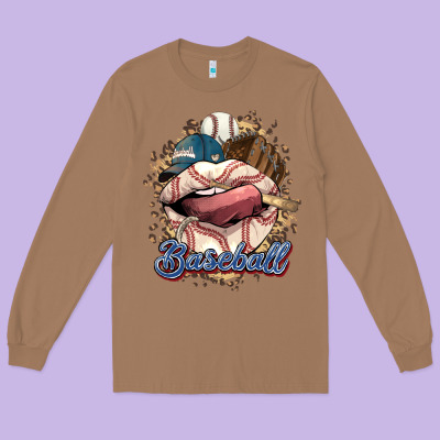 Baseball Lips Long Sleeve Tee Designed By Howdyjamesfarm