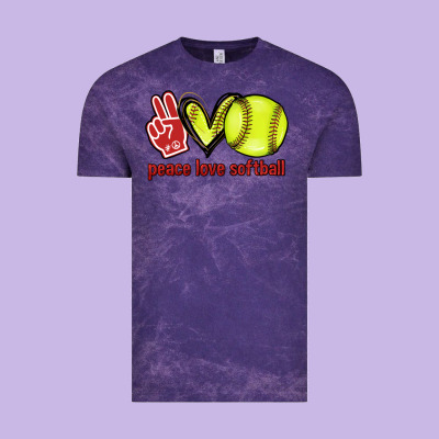 Peace Love Softball Vintage Tee Designed By Howdyjamesfarm