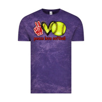 Cloud Purple Peace love Softball Vintage Tee - HowdyJamesFarm