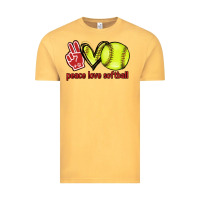 Vintage Mustard Peace love Softball Vintage Tee - HowdyJamesFarm